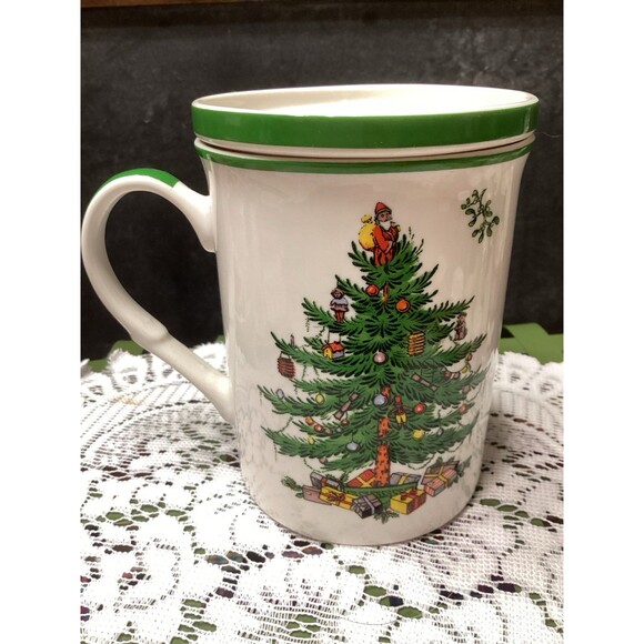 Spode England Christmas Tree Small Oval Platter & Coffee Cup with Coaster - Picture 12 of 12